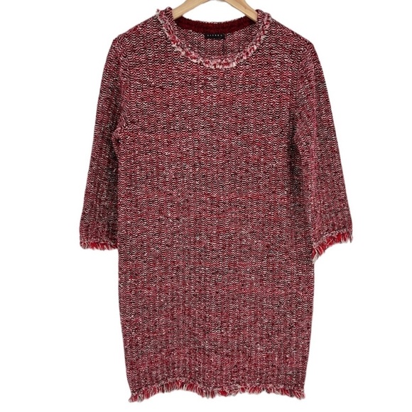 Sisley NWT Red Black‎ Tweed Fringe Dress Valentines Day - Picture 3 of 12